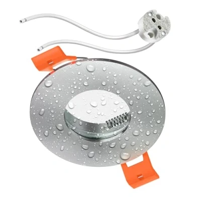 Image de ledscom.de Cadre de plafond pour salle bain ERID, pièce humide, bain, IP44, rond, aluminium mat, douille GU5.3 incluse