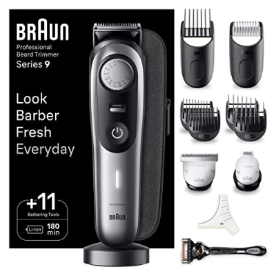 Image de Braun Tondeuse À Barbe Series 9 BT9440, Électrique, Avec ProBlade, La Lame Plus Affûtée De Braun, Outils Professionnels, Base Recharge Et 180 Minutes D’autonomie