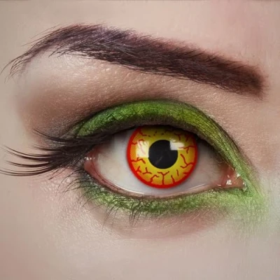 Image de aricona lentilles de contact HELLFIRE couleur rouge jaune sans correction la vue 0,0 dioptrie colorées opaques pour Halloween et fêtes costumées