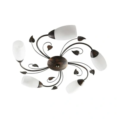 Image de Lindby Plafonnier Stefania à intensité variable (Antique, Classic) en Marron Métal e. a. pour Salon &amp; Salle manger (à 5 lampes, E14), Luminaire Plafonnier, Lampe Plafond, Eclerage Plafond