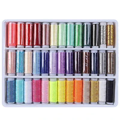 Image de Fils à Coudre,Fils Broder 39 Couleurs Coudre Bobines en Polyester pour Broderie Cucitura di quilting e a Macchina