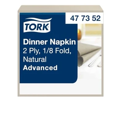 Image de Tork Serviette Dinner naturelle, 1/8 plier, 2 pli, 150 serviettes, 19.8cm x 9.8cm chaque, 477352