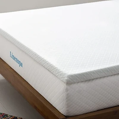 Image de Linenspa Surmatelas 140 x 200 cm Memoire de Forme 5cm Epaisseur Avec gel rafraîchissant et housse lavable à fermeture éclair Oeko Tex 2 personnes