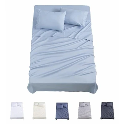 Image de Todocama Underzy 3001 Parure de lit 4 pièces avec Drap Housse et 2 taies d&#039;oreiller 50 x 80 cm (lit 200 190/200 cm, Bleu Clair)