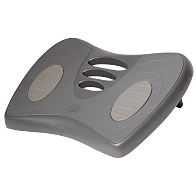 Image de Unilux Chrysalis Repose Pieds Ergonomique Fonctionnel Réglable en hauteur 10 15 20 et Surface antidérapant 42 x 32 cm Noir, Gris