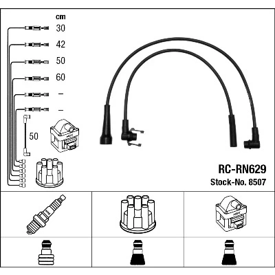 Image de NGK 8507 Jeu De Fils d&#039;Allumage 5 RENAULT: 21 Break, R21 portes, Super 3/5 portes