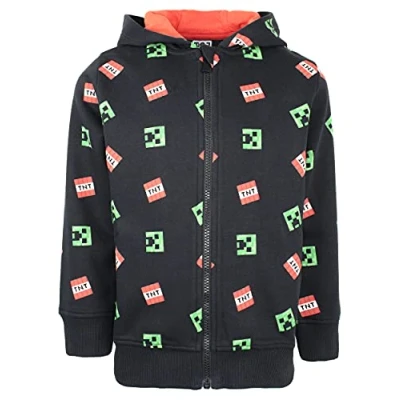 Image de Minecraft Sweat à Capuche pour garçons Noir zippé Enfants avec Creeper 5/6 Ans