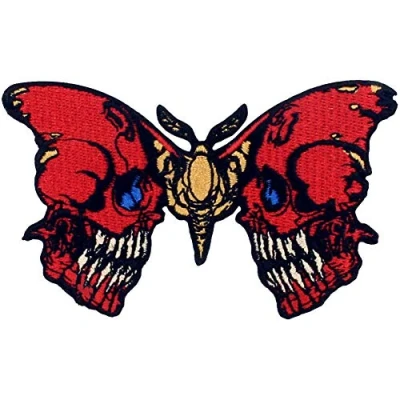 Image de ZEGIN Patch brodé en Forme de Le Papillon du crâne Qui saigne, à Coudre ou Coller avec Fer Repasser