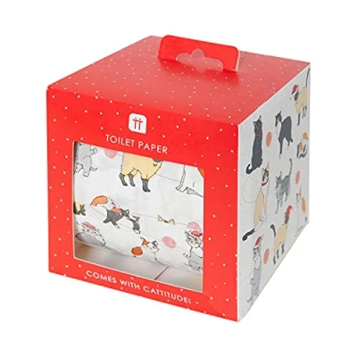 Image de Talking Tables Papier toilette Noël fantaisie avec chats Accessoire de salle bain Funny Loo, cadeaux pour