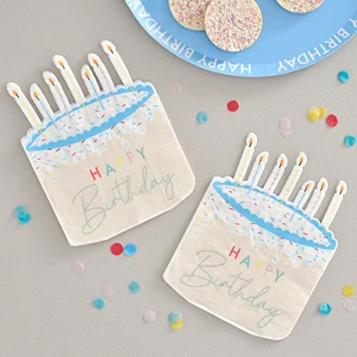 Image de Ginger Ray MA 403 Serviettes en papier forme de gâteau Happy Birthday