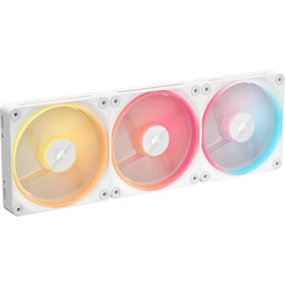 Image de CORSAIR iCUE Link LX120 R RGB 120mm PWM Ventilateur Inversés Kit Triple Faible Bruit, Palier à Dôme Magnétique, Double Boucle Lumineuse, Vis QuikTurn™, Mode Zéro RPM Blanc