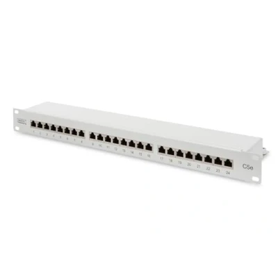 Image de DIGITUS Cat 5e Panneau de Brassage Classe D blindé 24 Ports RJ45 8P8C LSA 1 UH Montage en Rack Couleur Gris RAL 7035 DN 91524S