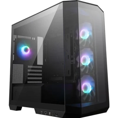 Image de MSI MAG PANO M100R PZ Boîtier PC Micro ATX, 4 x Ventilateurs ARGB 120 mm (3 à pâles inversées), hub de contrôle ARGB, Support pour Carte Graphique, filtres poussière, USB Type C (20 GB/s)