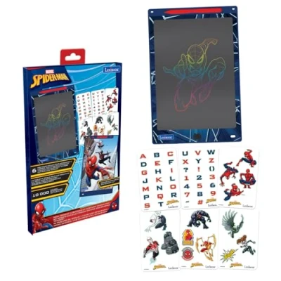Image de Lexibook, Spider Man, Ardoise Magique, Jouet Artistique et créatif pour Filles garçons, Dessins Multicolores, Écran 28 cm, Inclut 1 Stylet 6 pochoirs, Bleu, CRT10SP