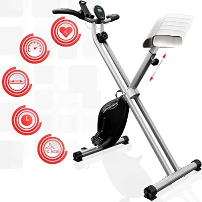 Image de Physionics® Vélo d&#039;Appartement Pliable, avec Écran LCD, Selle Réglable, 8 Niveaux de Résistance Magnétique d’Exercice, Fitness, d&#039;Intérieur, F
