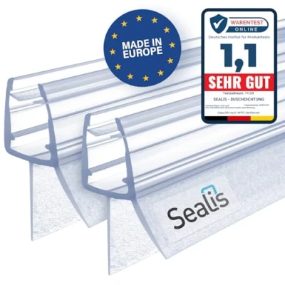Image de Sealis Joint de douche 2 x 70 cm porte pour épaisseur verre 5 mm/6 mm/7 mm/8 mm rechange douche, cabine lèvre en caoutchouc