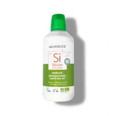 Image de Silicium Articulaire Bio Solution buvable 1L Enrichi en Bambou, Harpagophytum, Curcuma &amp; Gingembre Mobilité des Articulations Vegan Fabriqué France Aquasilice
