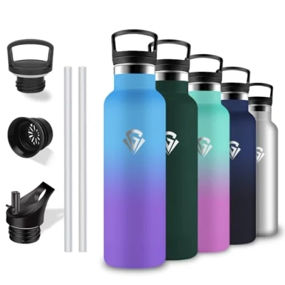 Image de Gourde Isotherme, 750 ml, Sans BPA, Bouteille Anti Fuite, Inox, Double Isolation, Thermos avec Paille, Facile à Nettoyer, d&#039;eau pour Voyage, Aptitude, Camping