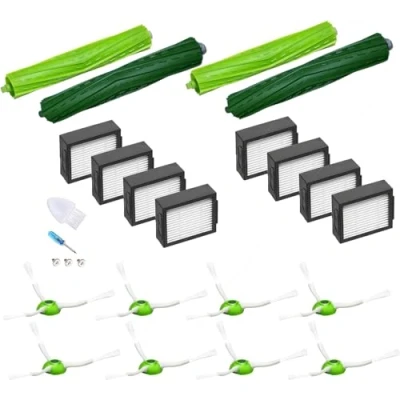 Image de JoyBros Accessoires Kit avec iRobot Roomba e5 e6 i1 i3152 i4+ i7 i7556 i8 J7,Combo i5 J5, 8X Filtres HEPA Brosses Latérale 4X à Rouleau Balai Aspirateur Pièces de Rechange