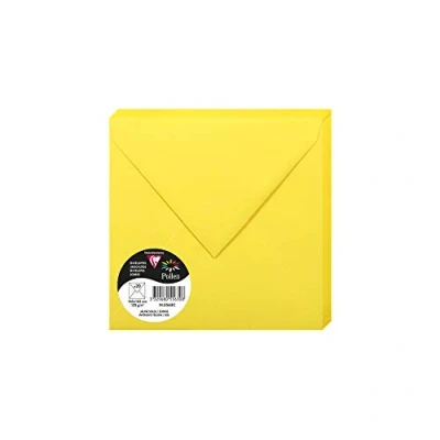 Image de Clairefontaine 5563C Paquet de 20 Enveloppes Gommées Format Carré 16,5x16,5cm 120g/m² Coloris Jaune Soleil Invitation Evènements et Correspondance Gamme Pollen Papier Premium Lisse