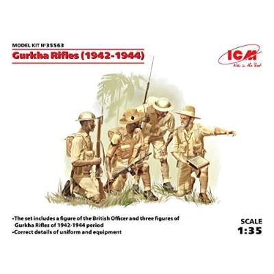 Image de ICM 0355631/35 WWII Gurkha rifels, 4 Figurines en Plastique modèle Kit