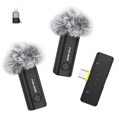 Image de FULAIM Micro Cravate sans Fil pour iPhone Samsung Android Phone, USB C Mini à Réduction de Bruit, Ultra Portable Streaming Vidéo Interview TikTok Youtube