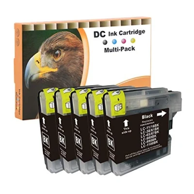 Image de D&amp;C Cartouches d&#039;encre compatibles pour Brother LC 980/1100 DCP 185C 385C 395CN 585CW 6690CW J615W J715W MFC 490CW 5490CN 5895CW 6890CDW 795CW MFC990 (5 Noir)