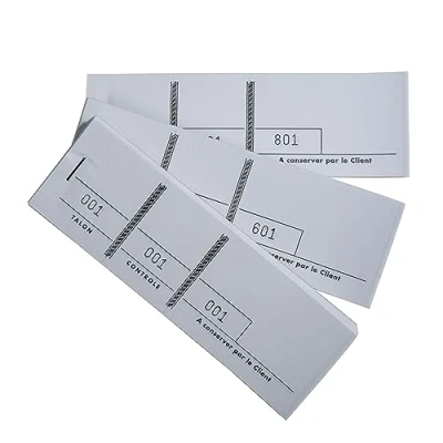 Image de Exacompta Réf. 96404E Paquet de 10 blocs passe partout pour manifestations, expositions, kermesses, loteries, tombolas 100 feuillets détachables 3 coupons numérotés Format 4,8 x 15 cm Rose