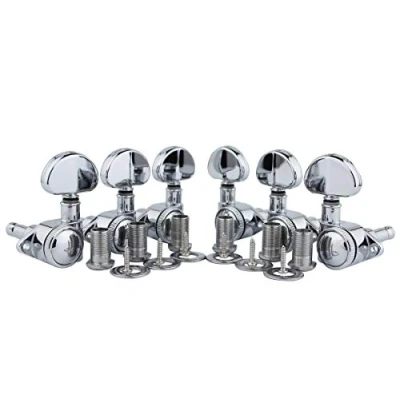 Image de Guyker Guitar Locking Tuners (3L + 3R) 1:21 High End Roto Grip Rotomatic Lock String Tuning Key Pegs Machine Head with Big Handle Replacement Chrome