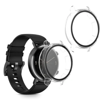 Image de kwmobile Coque Compatible avec Huawei Watch GT2 (42mm) 2X Étui Cadre écran en Verre trempé pour Fitness Tracker Transparent