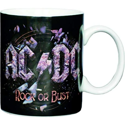 Image de Rock AC/DC Or Bust mug de café présenté dans un coffret cadeau design original sous licence