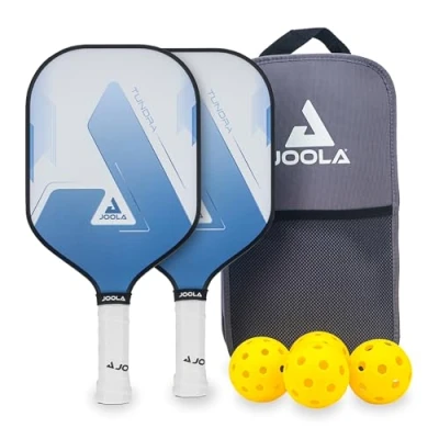 Image de JOOLA Pickleball Set Blue Lightning Comprenant 2 Raquettes, 4 Balles et Un Sac, Idéal pour Les Joueurs Occasionnels, Tundra, 7 Pièces