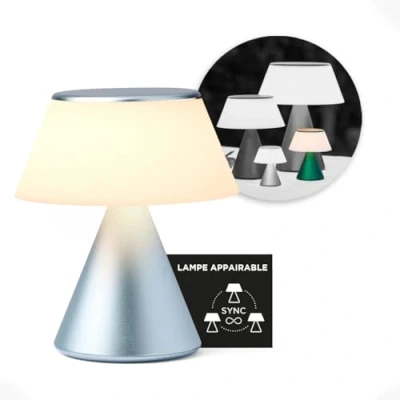 Image de Lexon lampe de bureau LED LUMA M, table sans fil tactile avec variateur d&#039;intensité et synchronisation multi lampes, 9 couleurs lumière pour bureau, chambre chevet Métal
