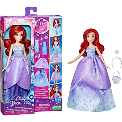 Image de Disney Hasbro Princess Princesses Life poupée Mannequin Ariel, 10 Combinaisons de Tenues, Jouet pour Enfants dès 3 Ans F4624 Multicolore