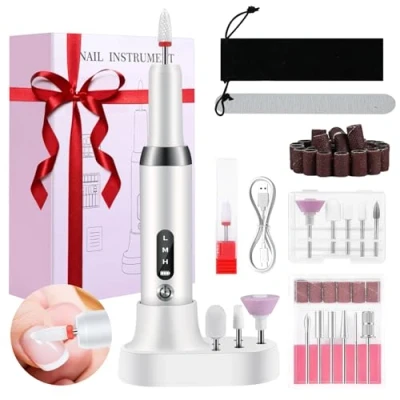 Image de Weinsamkeit Ponceuse pour Ongles Professionnelle, 12 en 1 Lime a Ongle Electrique Sans Fil, 20000 tr/min, Vitesse et Direction Réglables Manucure Machine Pedicure
