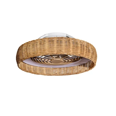 Image de Mantra Kilimanjaro Plafonnier LED à intensité variable et ventilateur CC 35 W, télécommande, rotin beige
