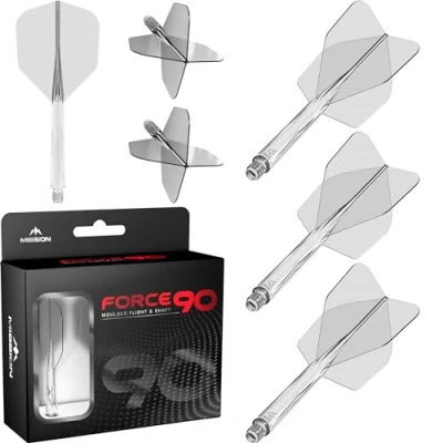Image de Mission Darts Force 90 ailettes et tiges de fléchettes moulées avec précision intégrées, lot 3 combinées professionnelles hautement durables Standard n6