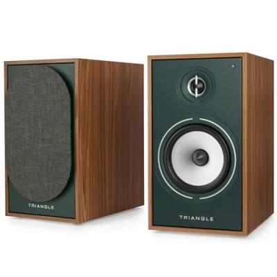 Image de Triangle Enceintes Actives BOREA BR03 Connect Bibliothèque Bluetooth avec Amplificateur 2X 60W Audio HD Entrées Phono/Platine TV Arc &amp; USB 206 x 360 314 mm Vert (Paire)
