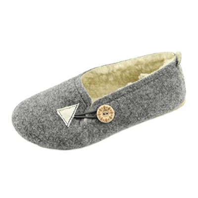 Image de APREGGIO Chaussons Femme Feutre et Laine Pantoufles Chaudes Semelle Caoutchouc Tailles 41 EU