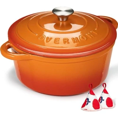 Image de OVERMONT 26 cm Cocotte en Fonte Émaillée Four Hollandais Antiadhésive avec Couvercle Poignées e Recette