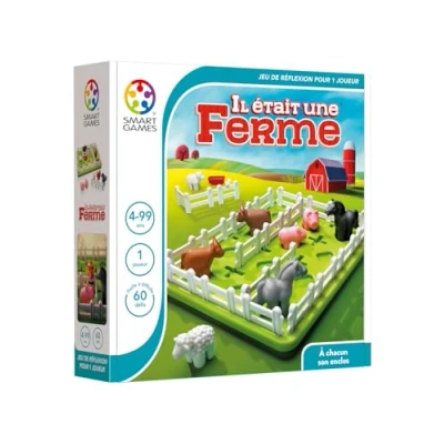 Image de SmartGames Il était Une Ferme Jeu de Réflexion Construisez des enclos séparés Pour chaque espèce 60 Défis Niveaux Différents 1 Joueur Enfants à Partir 5 ans