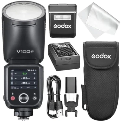 Image de Flash Godox V100C pour Canon EOS, à écran Tactile 100W E TTL II, Synchronisation du obturateur Global HSS 1/80000s, Compatible avec 5D Mark IV/III, 6D EOS R RP R5, 90D 7D