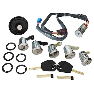 Image de Kit Complet Antivol de Direction avec 5 Barillets, 1 Bouchon Carburant, 2 Clés ET Lames compatible BERLINGO PARTNER 1996 à 2008 4162AN 4162AP