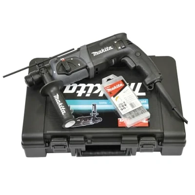 Image de Makita Marteau combiné HR2470BX40 avec jeu de forets SDS PLUS dans une mallette transport, 780 W, 230 V, Edition noir.