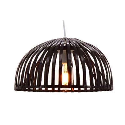 Image de LUSSIOL Luminaire Hanoi 30, suspension bambou, 60 W, marron, ø 30 x H 16 cm