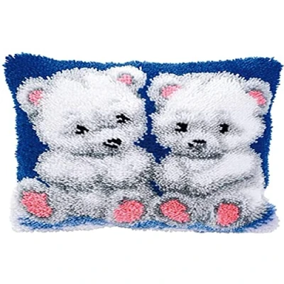 Image de Vervaco Kit coussin au point noué 2 Ours polaires,Multicolore