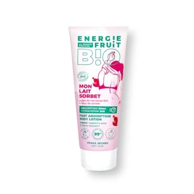 Image de ENERGIE FRUIT Lait corps absorption rapide Fleur de cerisier et pulpe framboise BIO Certifié par ECOCERT 200ML