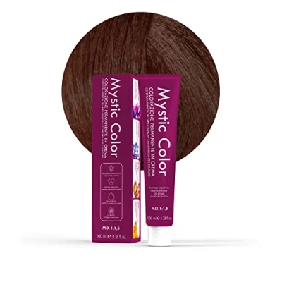 Image de Mystic Color, Coloration Cheveux, Formule Enrichie en Huile d&#039;Argan et Calendula, Crème Colorante Permanente Longue Durée, Blond Cuivré Foncé 6.4, 100 ml