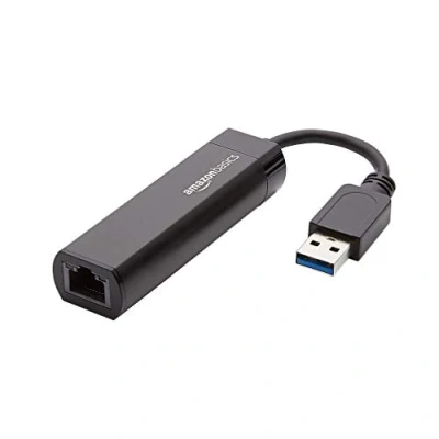 Image de Amazon Basics Adaptateur Internet USB 3.0 vers 10/100/1000 Gigabit Ethernet, noir, 1 pièce