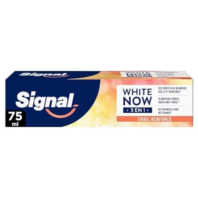 Image de Signal White Now Dentifrice 3 en 1 Shine with Care Sourire Plus Blanc et un Email Renforcé Action Micellaire Nettoyante 96% d&#039;ingrédients d&#039;origine naturelle 75ml